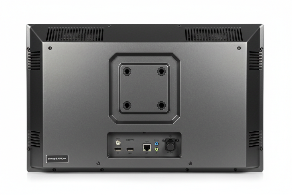 LDH55-EAO400K rear view showing VESA mount and ports