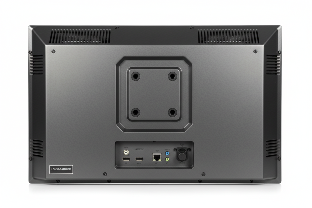 LDH55-EAO400K rear view showing VESA mount and ports